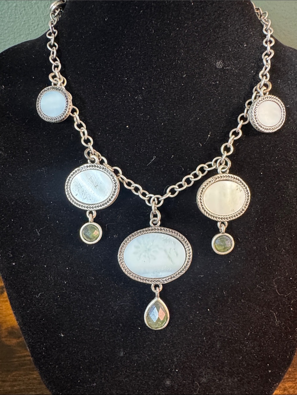 Vintage Camphor Glass Festoon Statement Necklace Intaglio Floral Untested